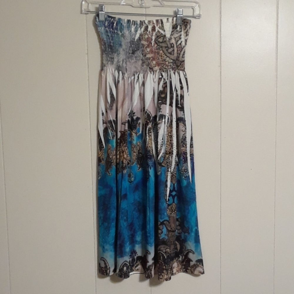 Strapless casual colorful dress